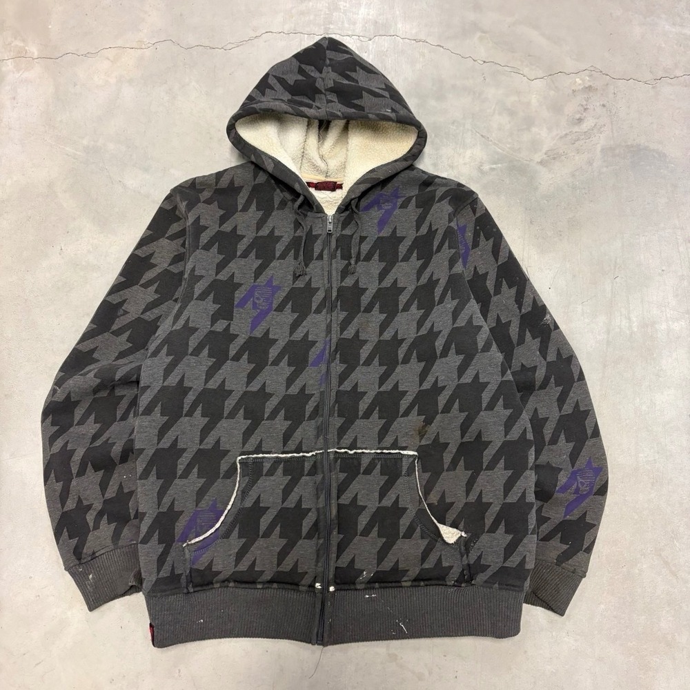 Vintage y2k Fur Lined Tony Hawk AOP Zip Up Hoodie